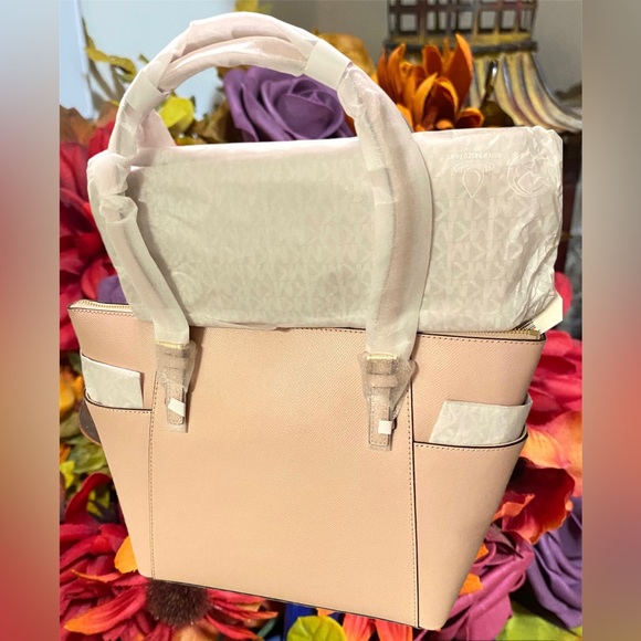 🪷NWT Michael Kors LARGE Jet Set Laptop Travel Shoulder Purse Tote-Soft Pink - Picture 4 of 12